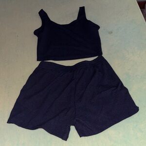Women's Navy Blue Tank Top & Shorts Set